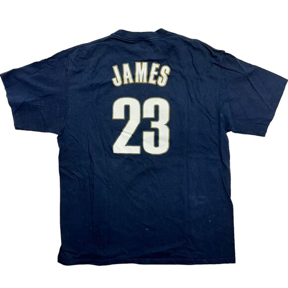 Cleveland Cavaliers NBA LeBron James #23 Navy Blue Casual T-Shirt VTG Basketball - Picture 2 of 5
